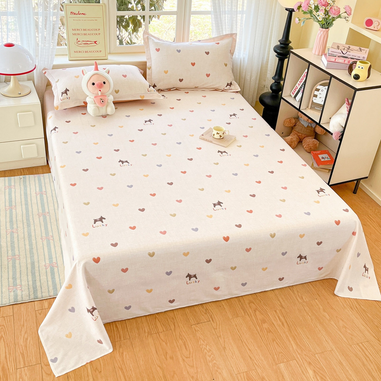 91家纺网 家纺一手货源 找家纺 铭成家纺 2026新款全棉印花小清新单床单（提供买家秀） 欢乐聚会