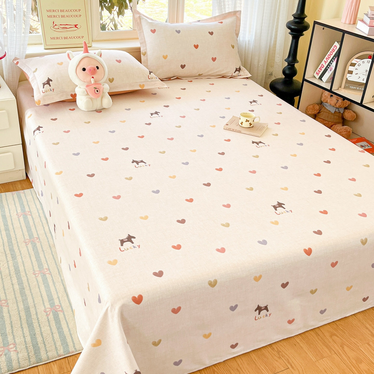 91家纺网 家纺一手货源 找家纺 铭成家纺 2026新款全棉印花小清新单床单（提供买家秀） 欢乐聚会