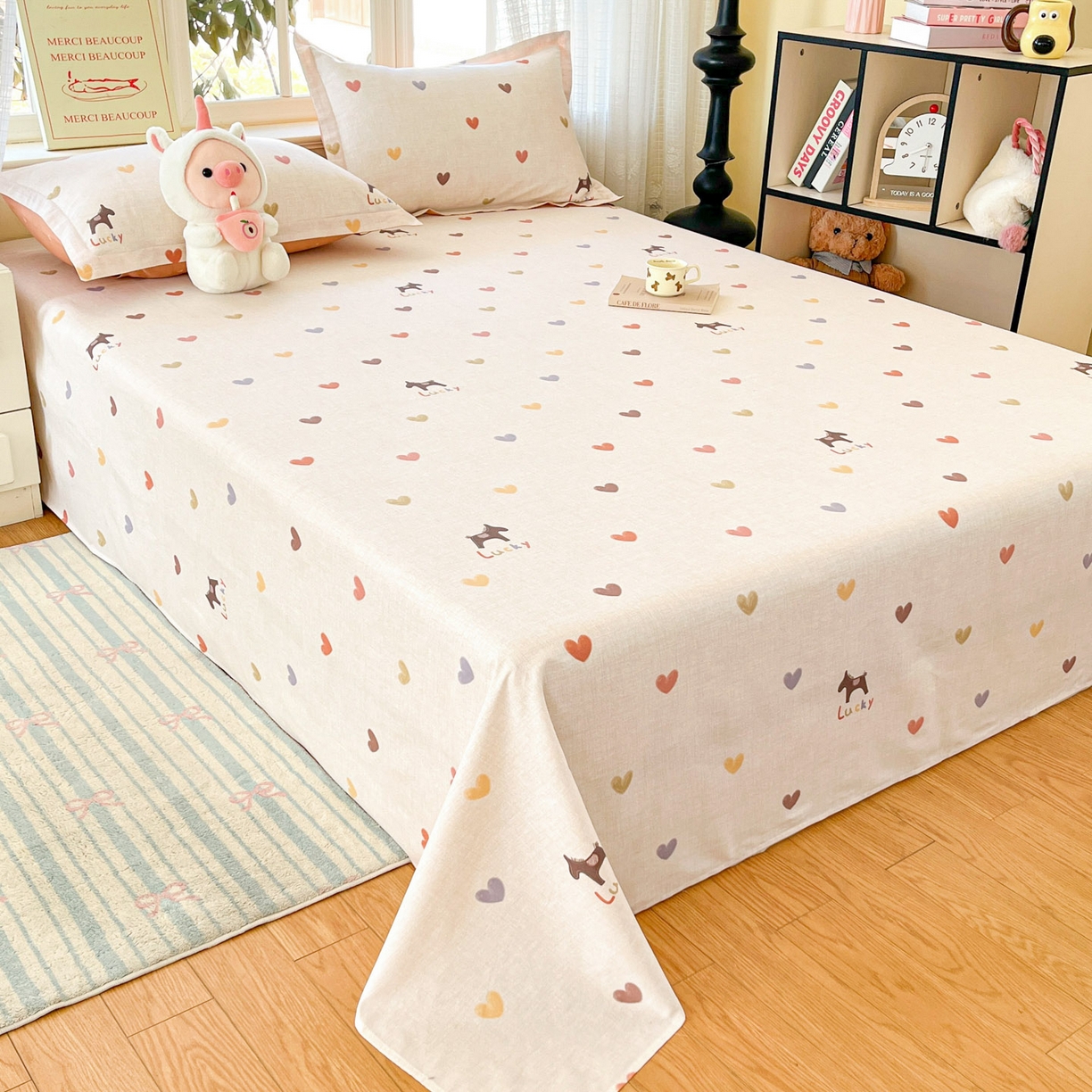 91家纺网 家纺一手货源 找家纺 铭成家纺 2026新款全棉印花小清新单床单（提供买家秀） 欢乐聚会