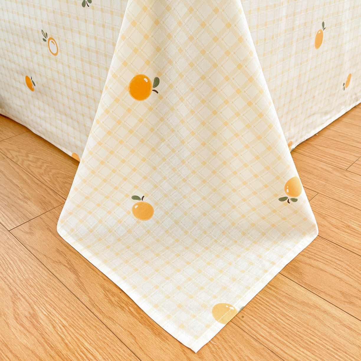 91家纺网 家纺一手货源 找家纺 铭成家纺 2026新款全棉印花小清新单床单（提供买家秀） 橘子格