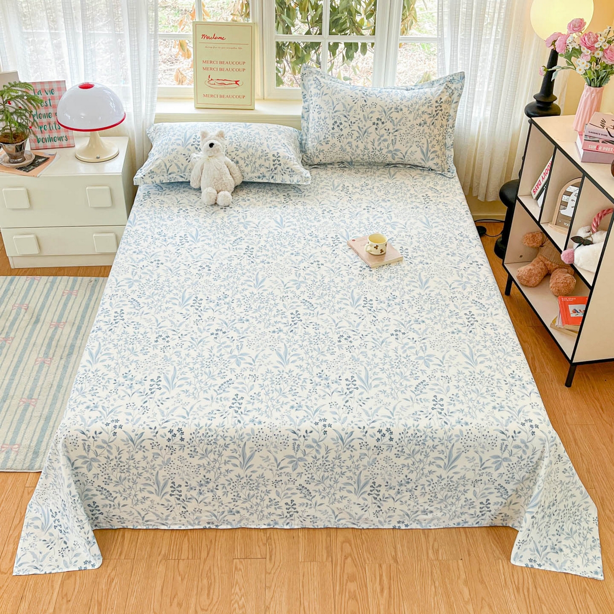 铭成家纺 2026新款全棉印花小清新单床单（提供买家秀） 蓝沫