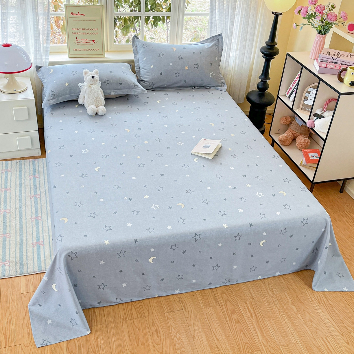 91家纺网 家纺一手货源 找家纺 铭成家纺 2026新款全棉印花小清新单床单（提供买家秀） 暮洛星