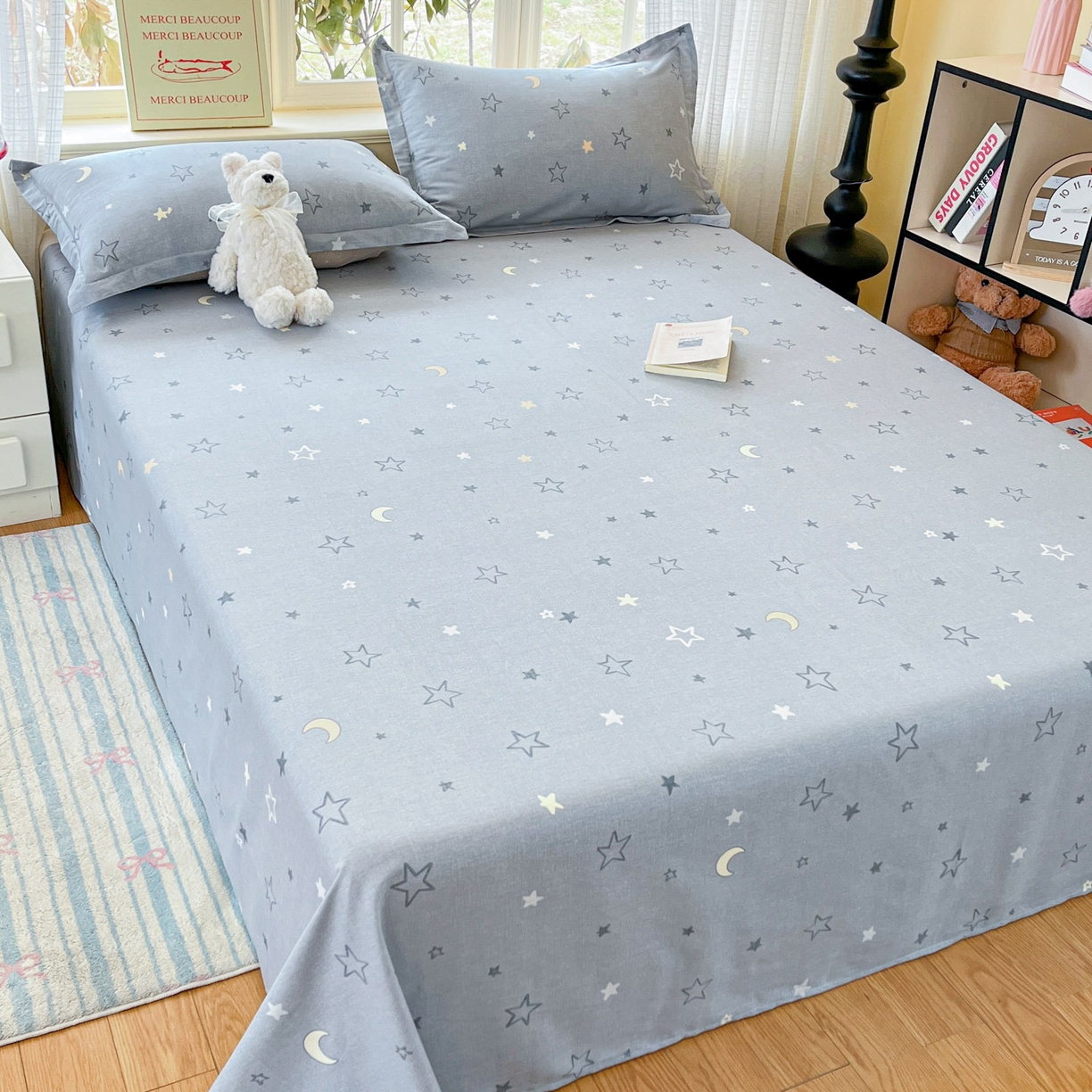 91家纺网 家纺一手货源 找家纺 铭成家纺 2026新款全棉印花小清新单床单（提供买家秀） 暮洛星