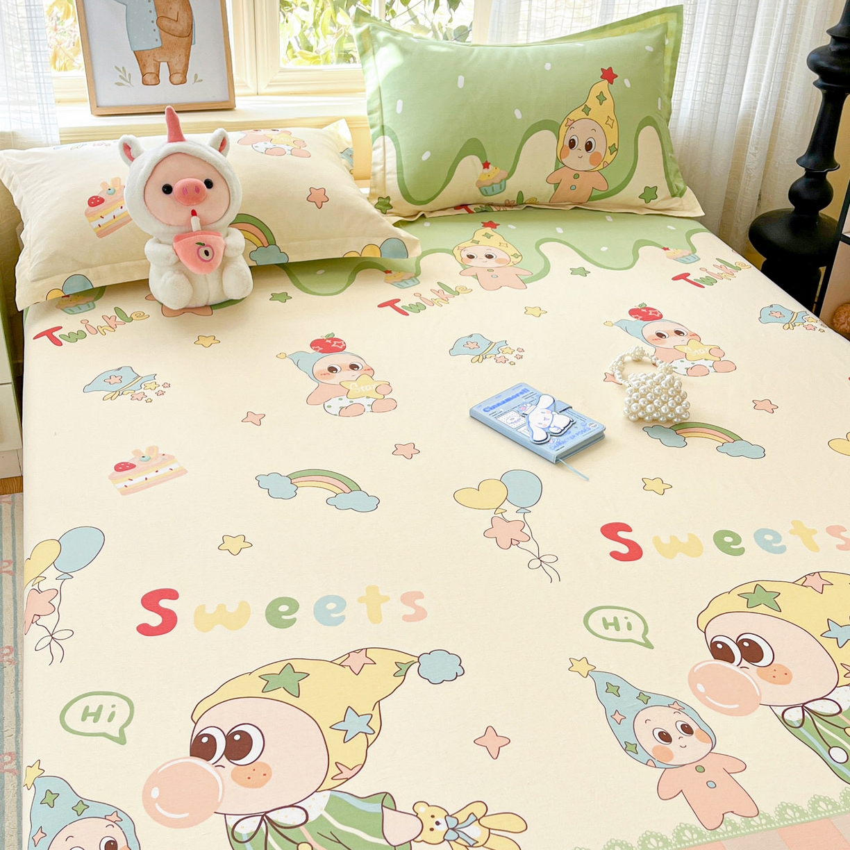 91家纺网 家纺一手货源 找家纺 铭成家纺 2026新款全棉印花小清新单床单（提供买家秀） 泡泡双星