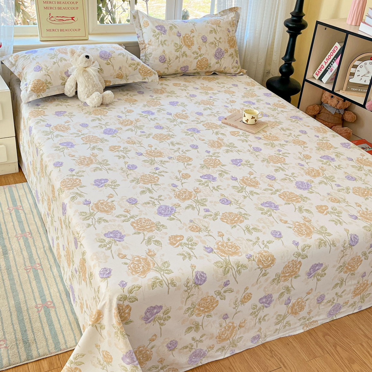 91家纺网 家纺一手货源 找家纺 铭成家纺 2026新款全棉印花小清新单床单（提供买家秀） 诗情画意