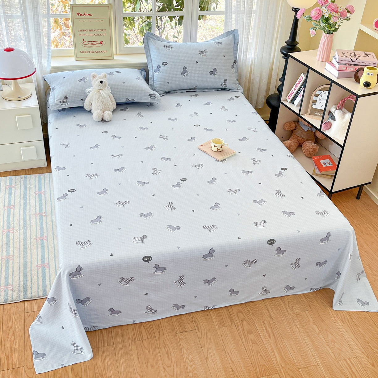 91家纺网 家纺一手货源 找家纺 铭成家纺 2026新款全棉印花小清新单床单（提供买家秀） 特洛伊木马