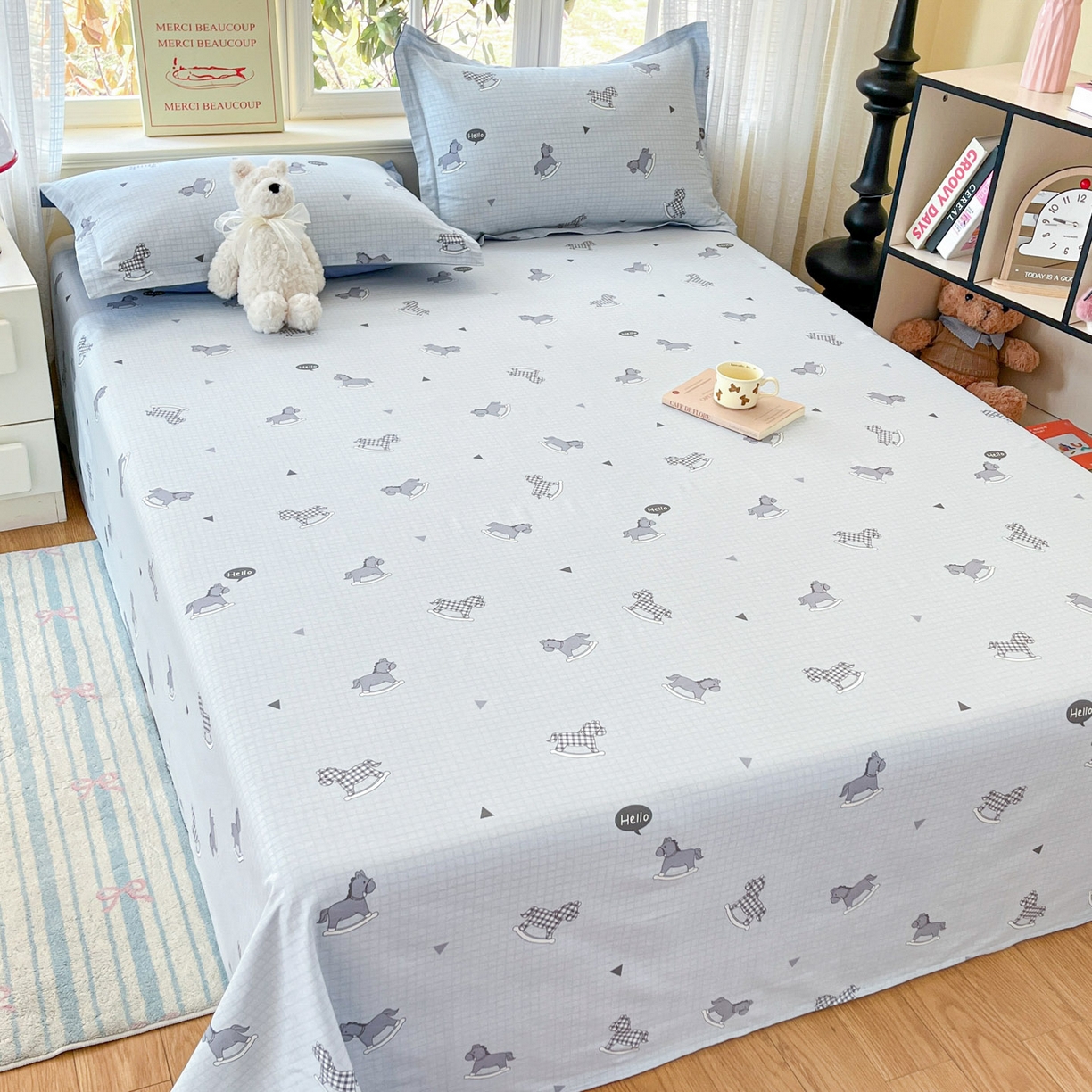 91家纺网 家纺一手货源 找家纺 铭成家纺 2026新款全棉印花小清新单床单（提供买家秀） 特洛伊木马