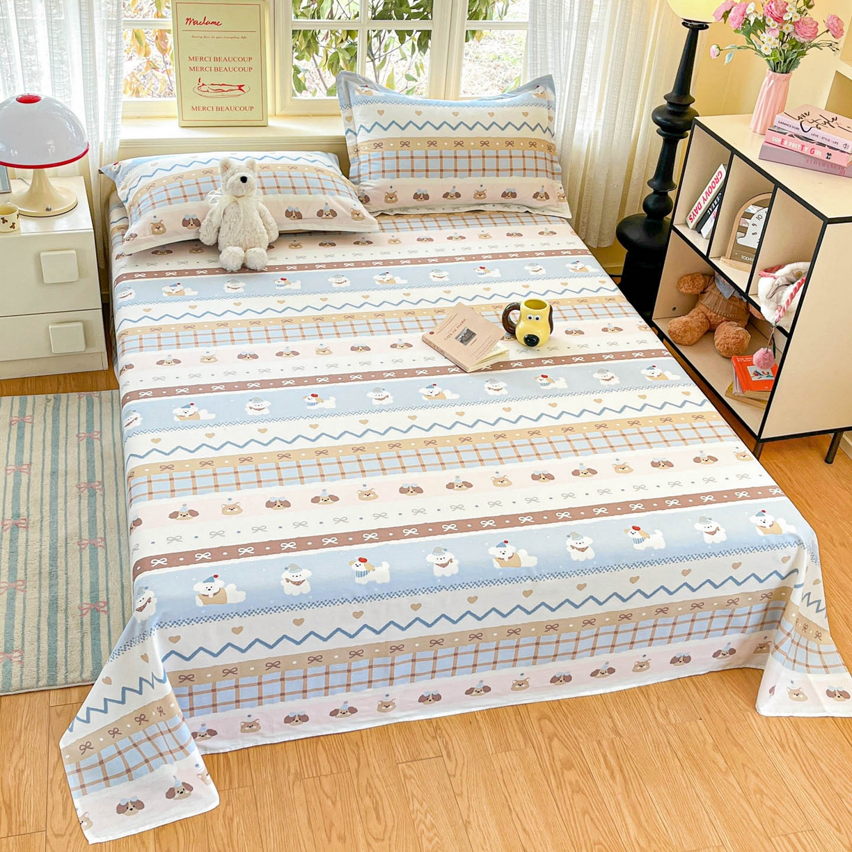 91家纺网 家纺一手货源 找家纺 铭成家纺 2026新款全棉印花小清新单床单（提供买家秀） 甜心伙伴