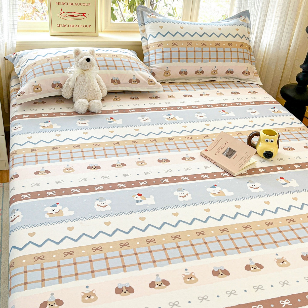 91家纺网 家纺一手货源 找家纺 铭成家纺 2026新款全棉印花小清新单床单（提供买家秀） 甜心伙伴