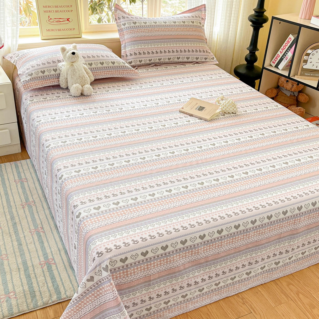 91家纺网 家纺一手货源 找家纺 铭成家纺 2026新款全棉印花小清新单床单（提供买家秀） 心软曲奇