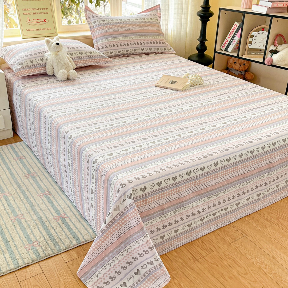 91家纺网 家纺一手货源 找家纺 铭成家纺 2026新款全棉印花小清新单床单（提供买家秀） 心软曲奇