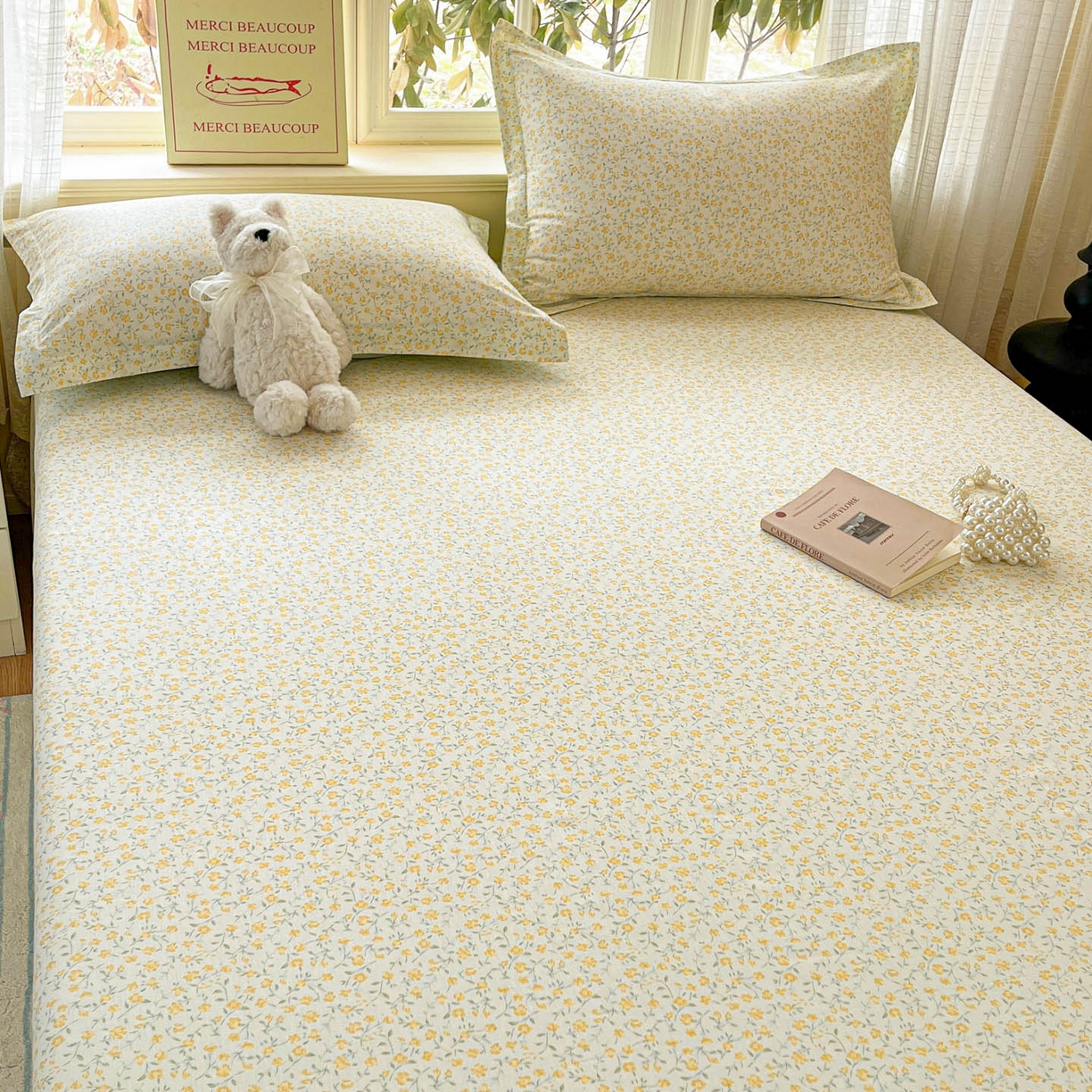 91家纺网 家纺一手货源 找家纺 铭成家纺 2026新款全棉印花小清新单床单（提供买家秀） 杏曳