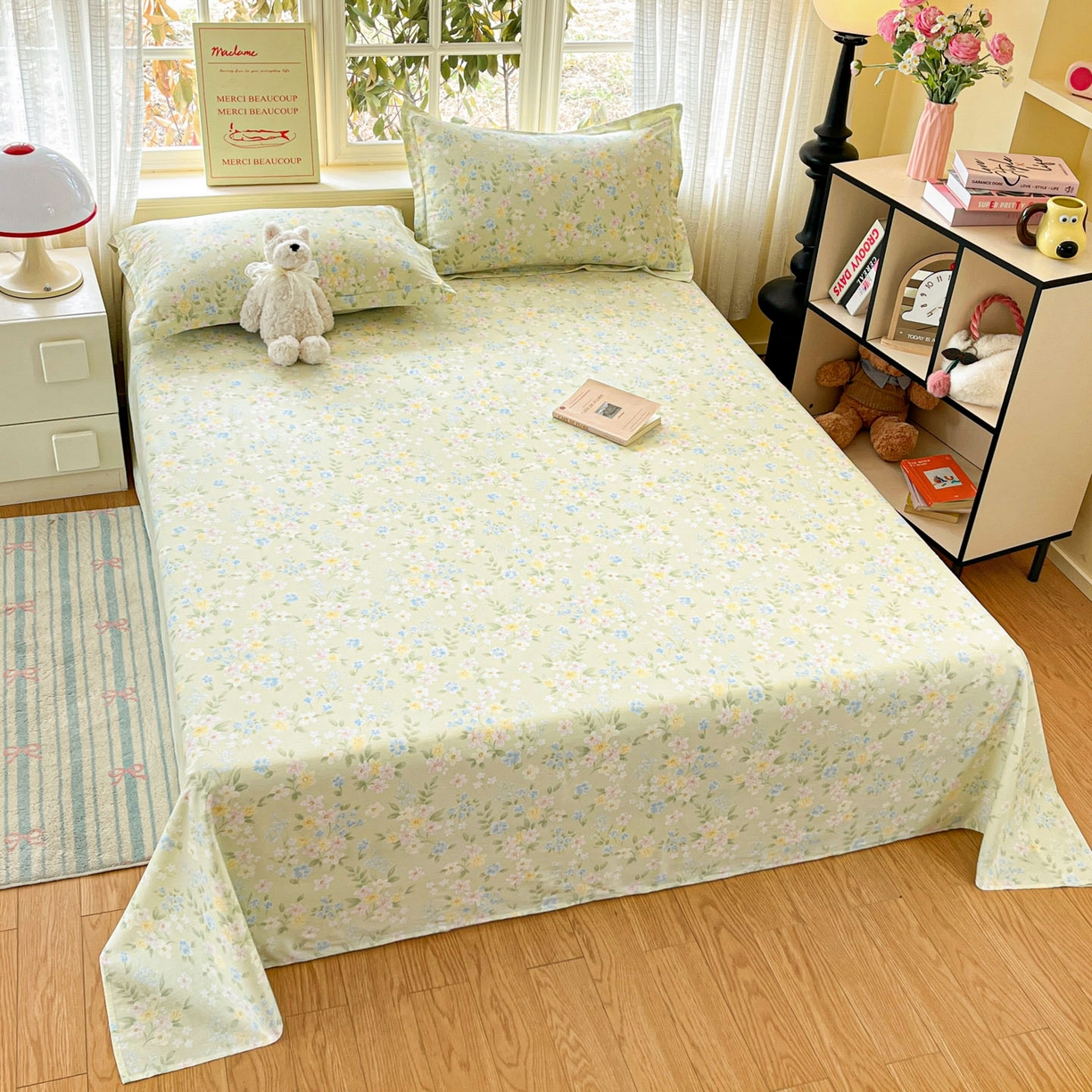 91家纺网 家纺一手货源 找家纺 铭成家纺 2026新款全棉印花小清新单床单（提供买家秀） 徐徐花开