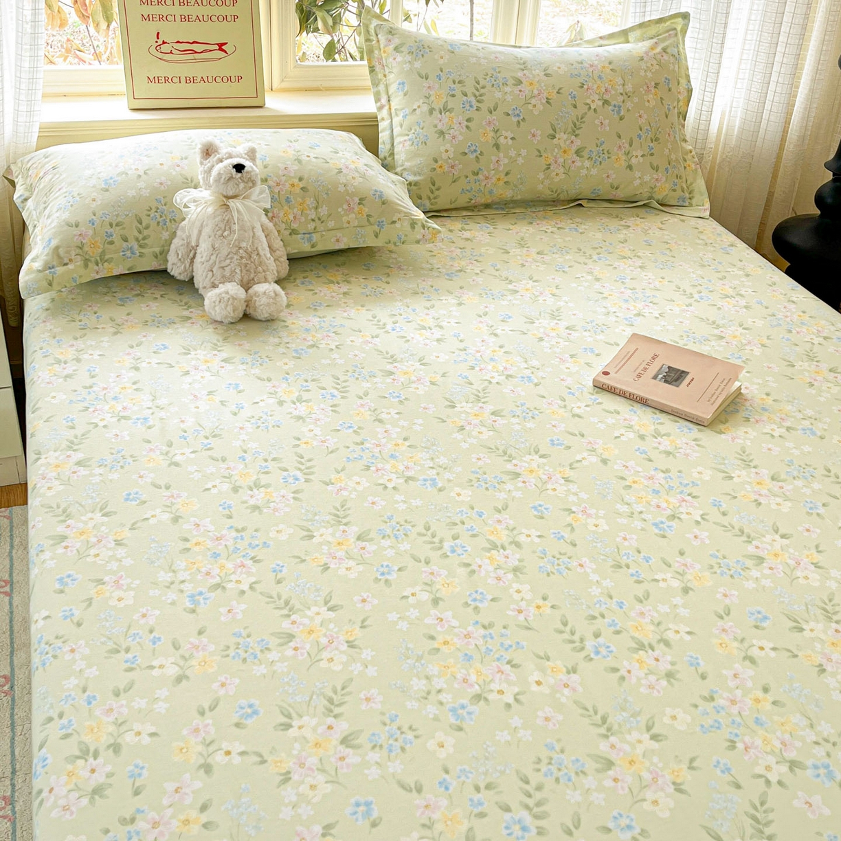 91家纺网 家纺一手货源 找家纺 铭成家纺 2026新款全棉印花小清新单床单（提供买家秀） 徐徐花开