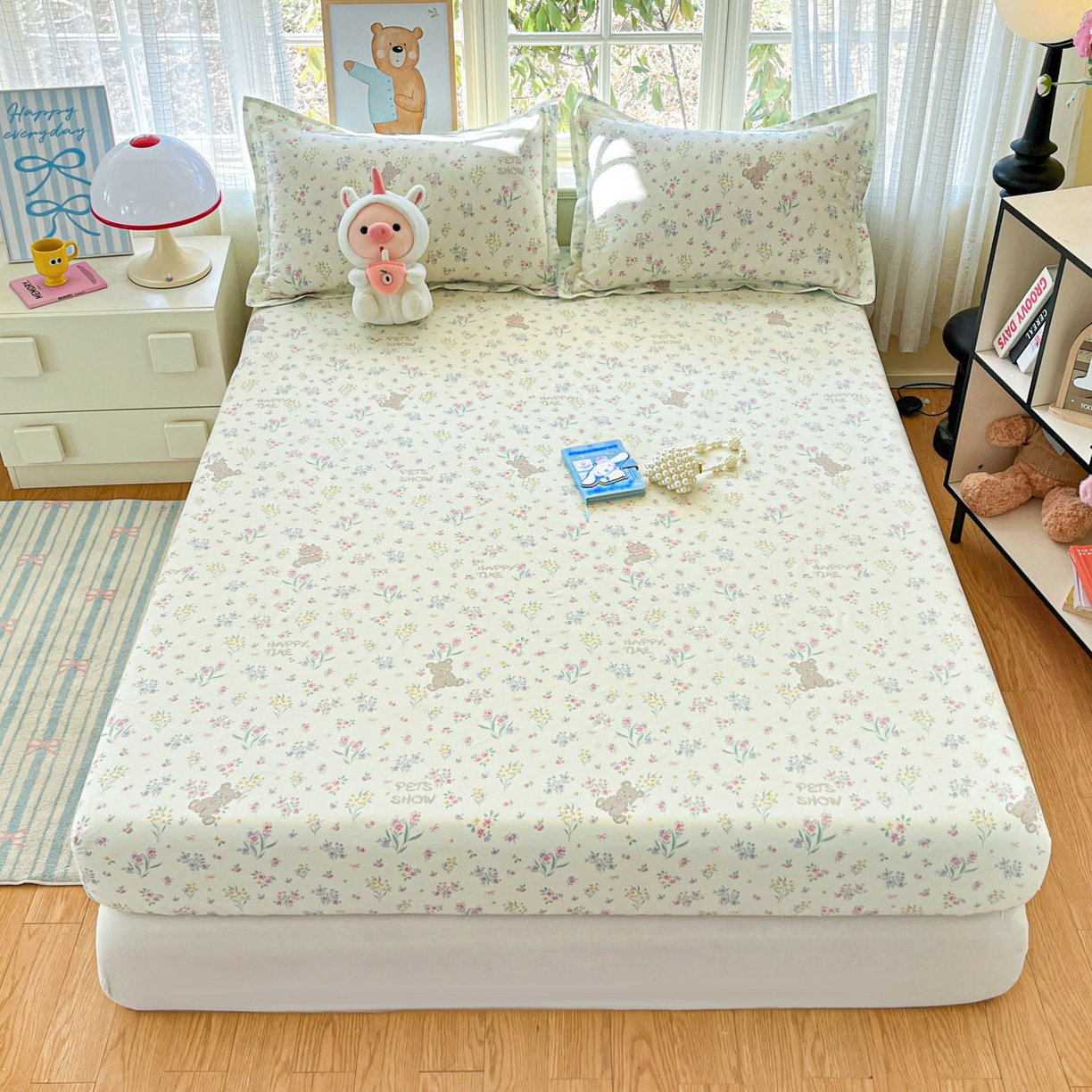 91家纺网 家纺一手货源 找家纺 （总）铭成家纺 2026新款全棉印花小清新单床笠（提供买家秀）