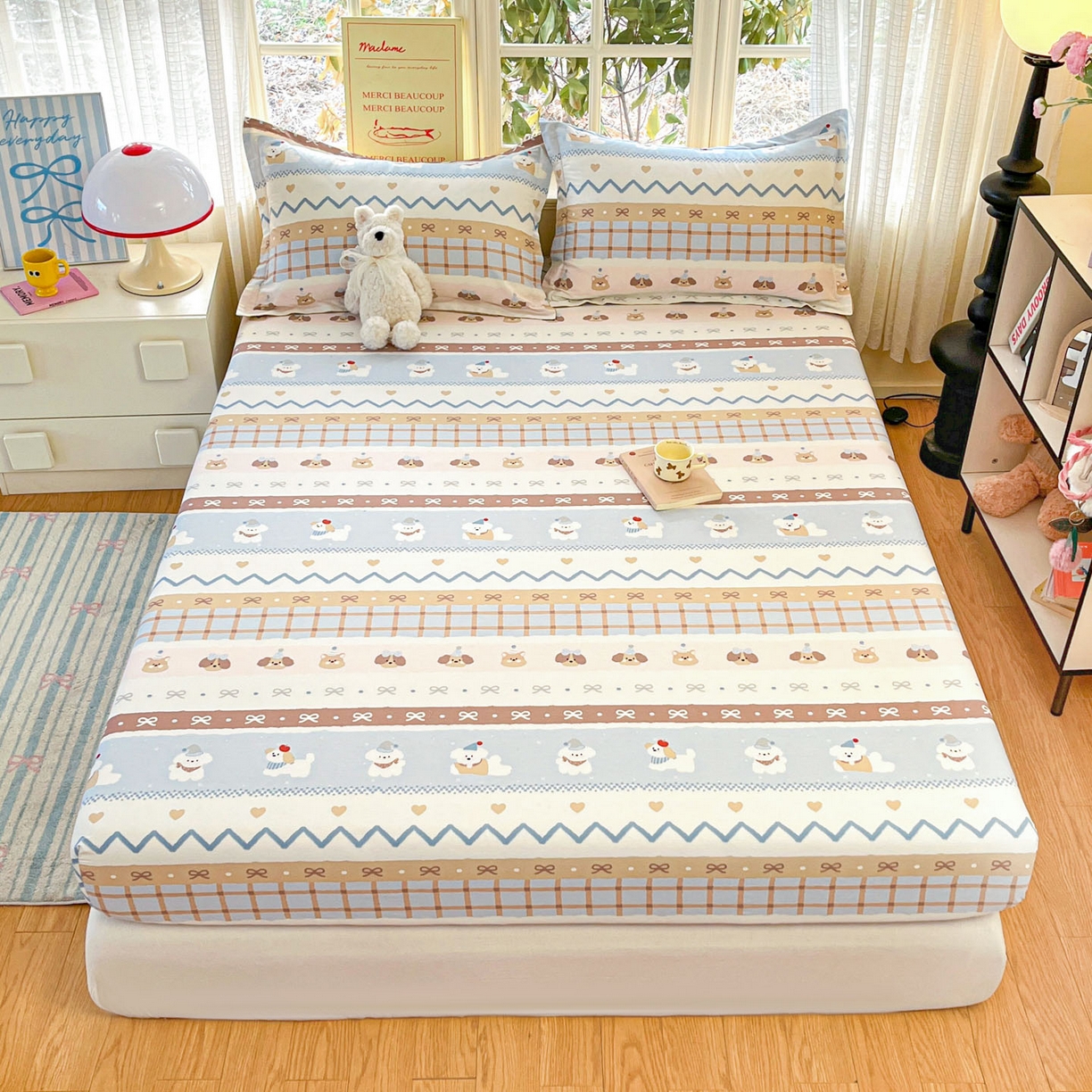 91家纺网 家纺一手货源 找家纺 （总）铭成家纺 2026新款全棉印花小清新单床笠（提供买家秀）