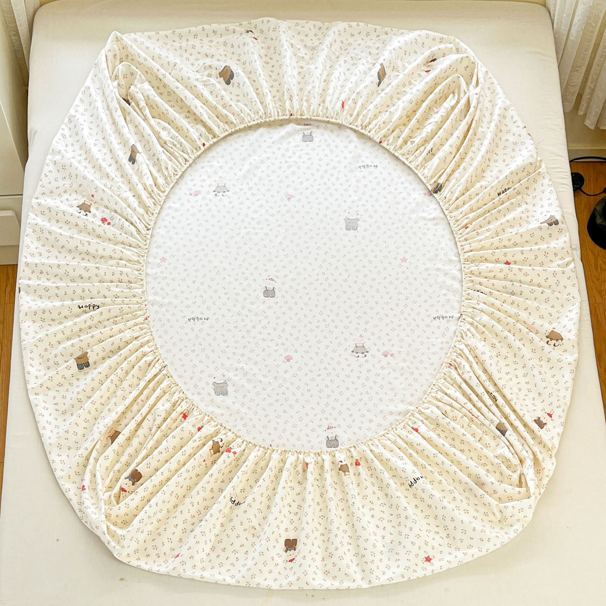 91家纺网 家纺一手货源 找家纺 铭成家纺 2026新款全棉印花小清新单床笠（提供买家秀） 布偶日记