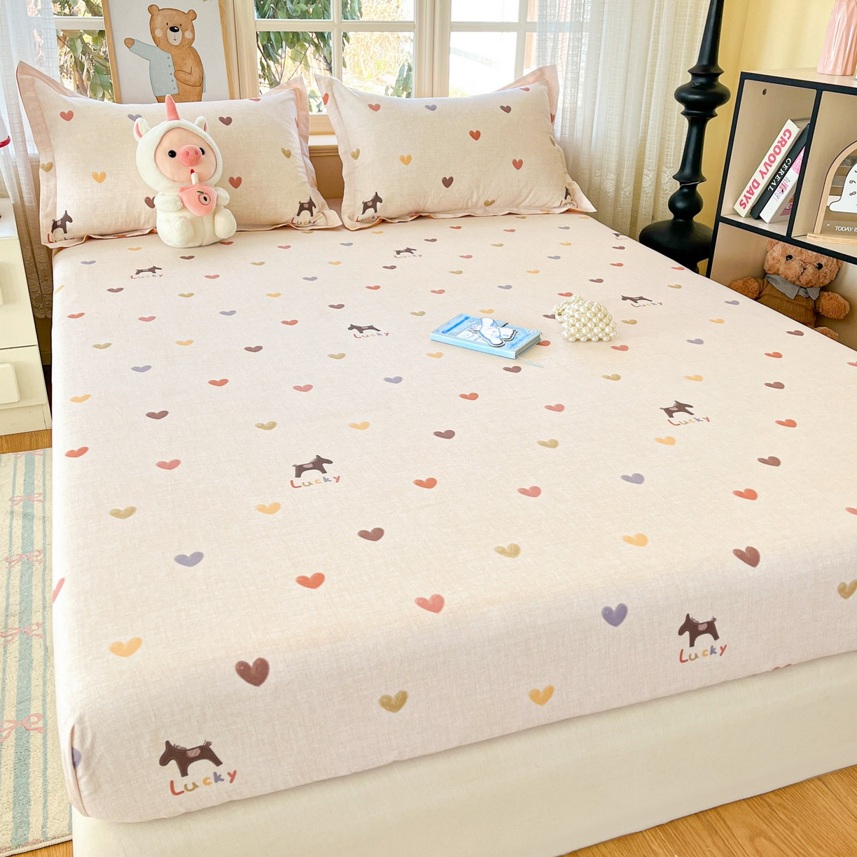 91家纺网 家纺一手货源 找家纺 铭成家纺 2026新款全棉印花小清新单床笠（提供买家秀） 欢乐聚会