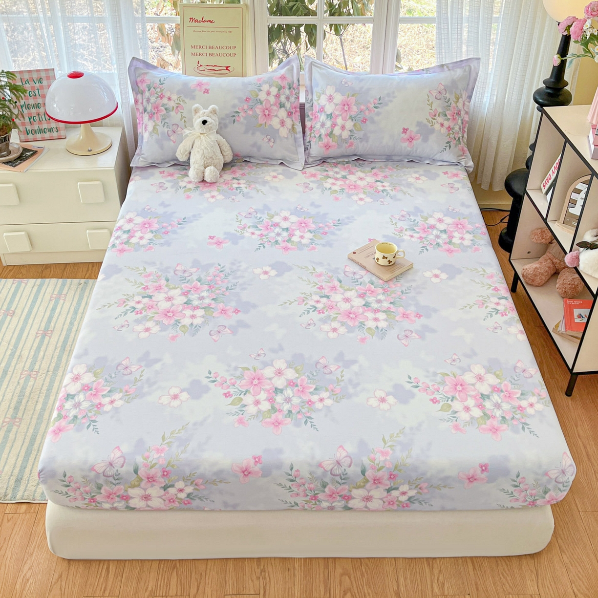 铭成家纺 2026新款全棉印花小清新单床笠（提供买家秀） 恋蝶花香