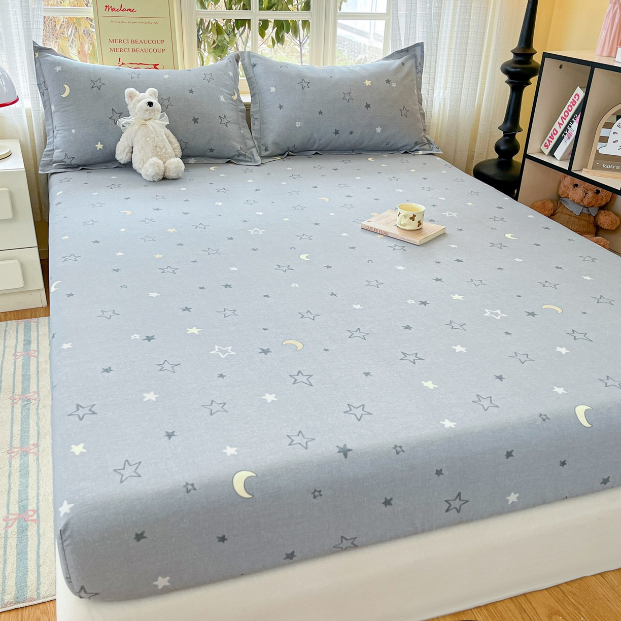 91家纺网 家纺一手货源 找家纺 铭成家纺 2026新款全棉印花小清新单床笠（提供买家秀） 暮洛星