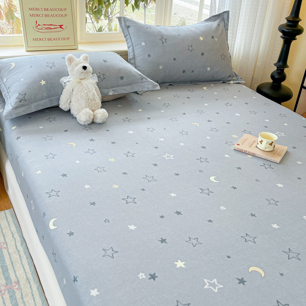 91家纺网 家纺一手货源 找家纺 铭成家纺 2026新款全棉印花小清新单床笠（提供买家秀） 暮洛星