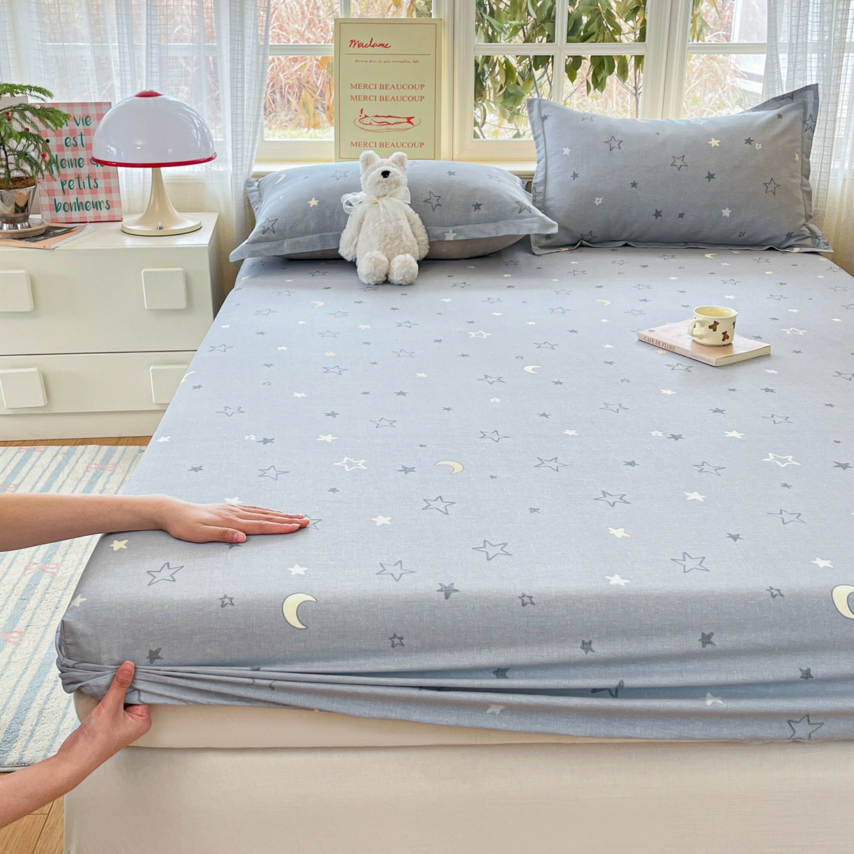 91家纺网 家纺一手货源 找家纺 铭成家纺 2026新款全棉印花小清新单床笠（提供买家秀） 暮洛星