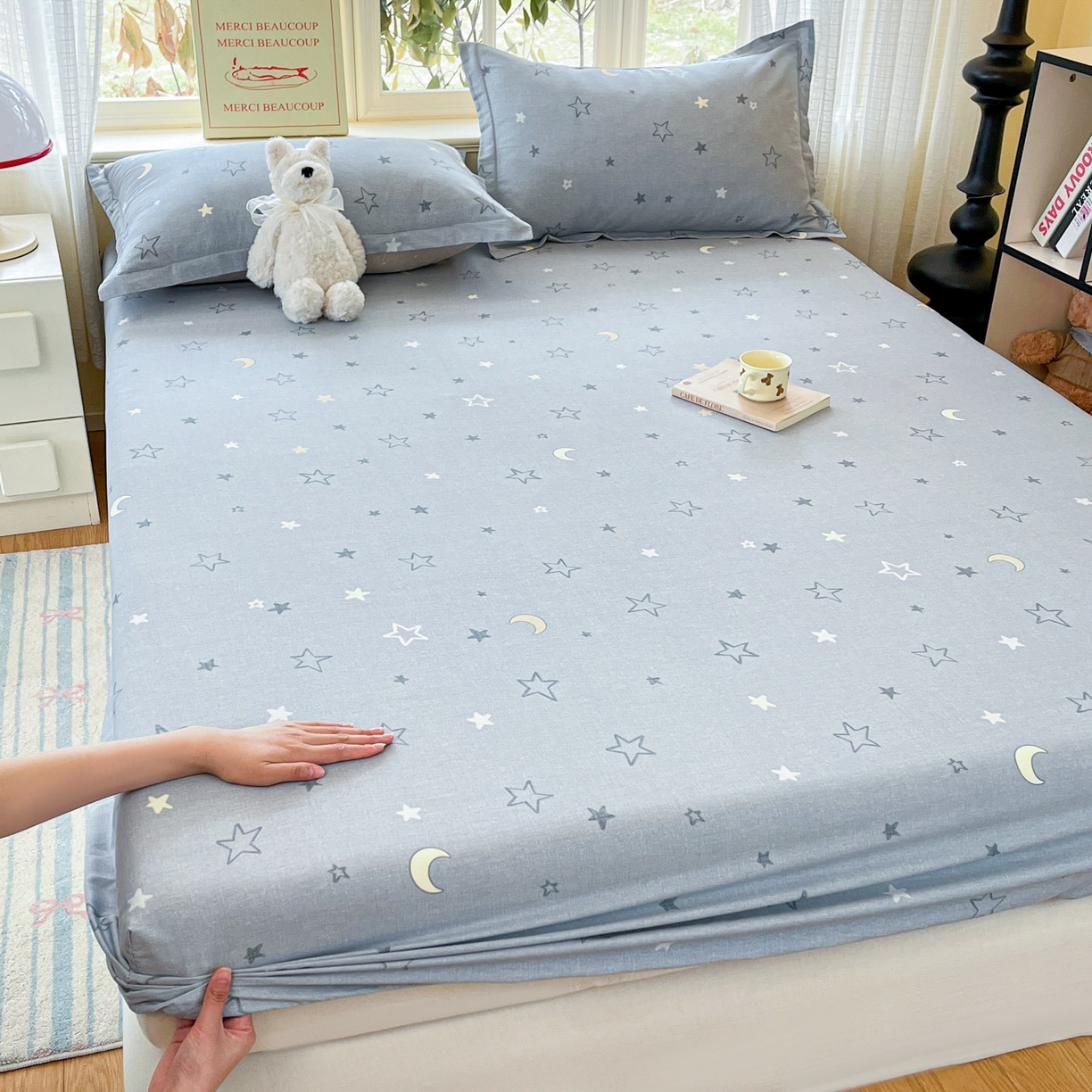 91家纺网 家纺一手货源 找家纺 铭成家纺 2026新款全棉印花小清新单床笠（提供买家秀） 暮洛星