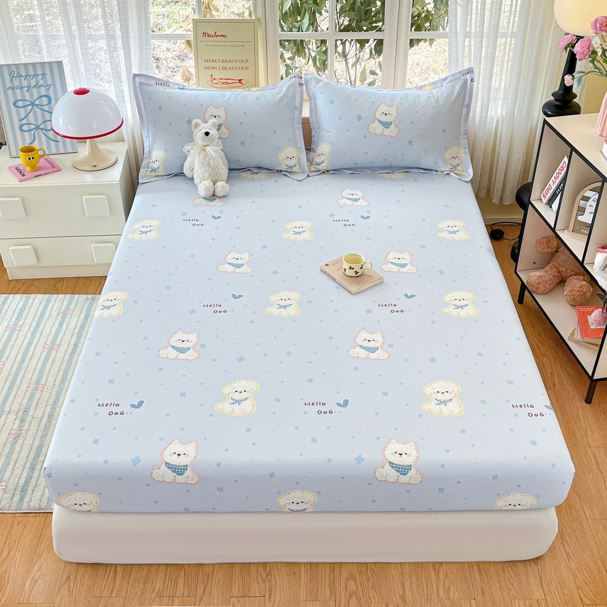 铭成家纺 2026新款全棉印花小清新单床笠（提供买家秀） 纳瑞小狗