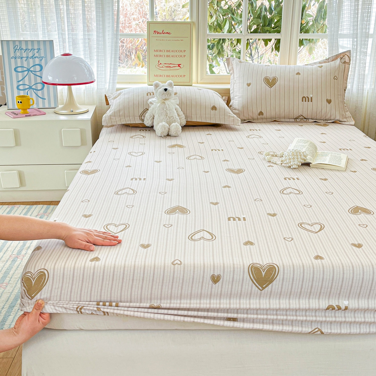 91家纺网 家纺一手货源 找家纺 铭成家纺 2026新款全棉印花小清新单床笠（提供买家秀） 柠檬心愿