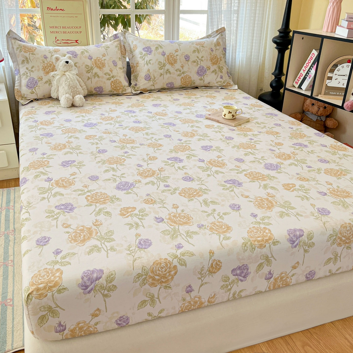 91家纺网 家纺一手货源 找家纺 铭成家纺 2026新款全棉印花小清新单床笠（提供买家秀） 诗情画意