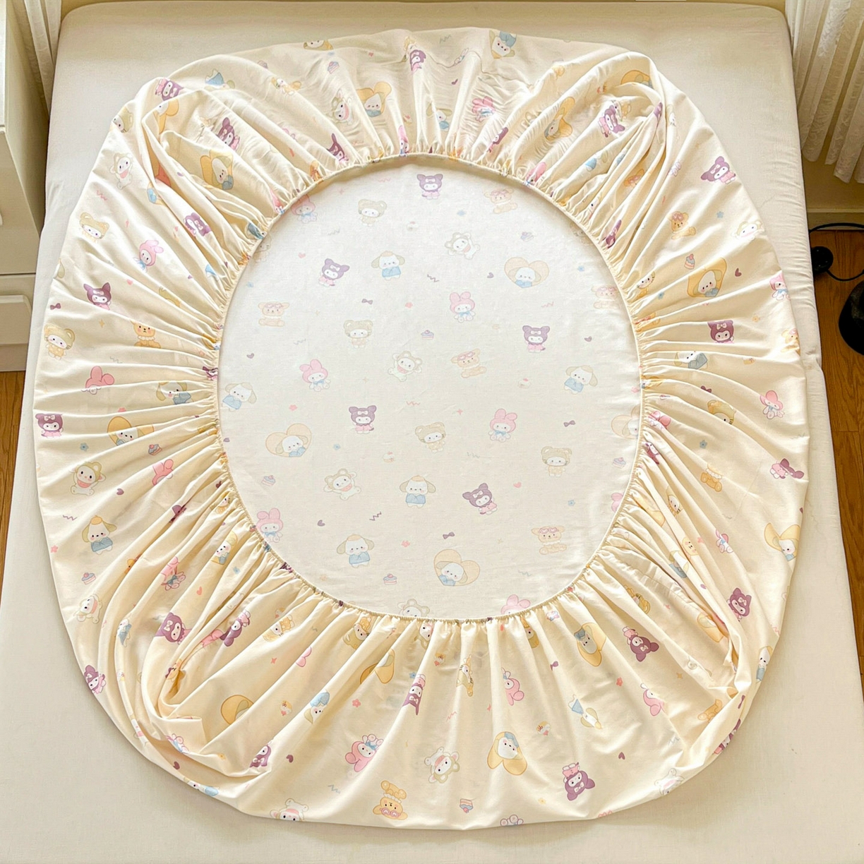 91家纺网 家纺一手货源 找家纺 铭成家纺 2026新款全棉印花小清新单床笠（提供买家秀） 糖果萌物园