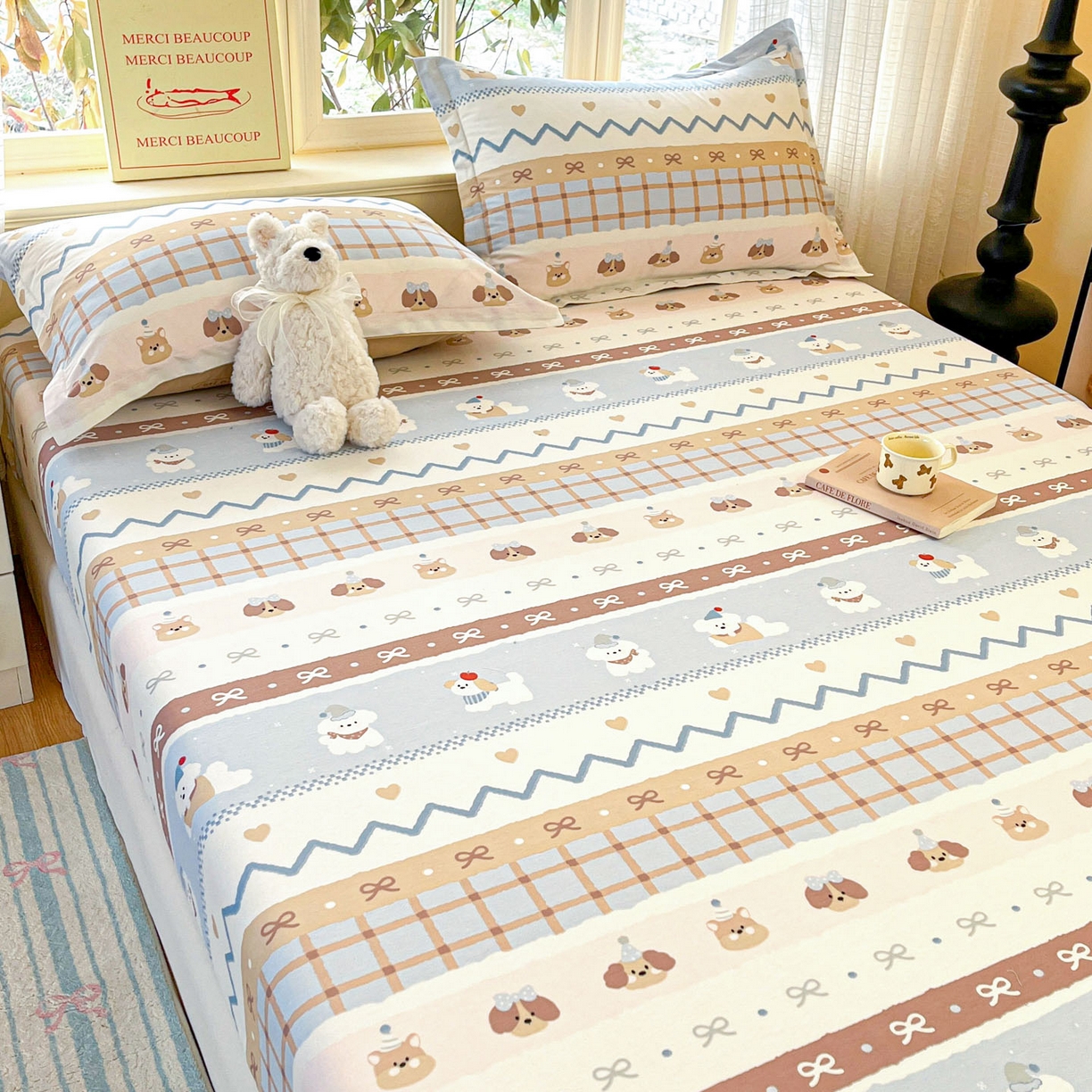 91家纺网 家纺一手货源 找家纺 铭成家纺 2026新款全棉印花小清新单床笠（提供买家秀） 甜心伙伴