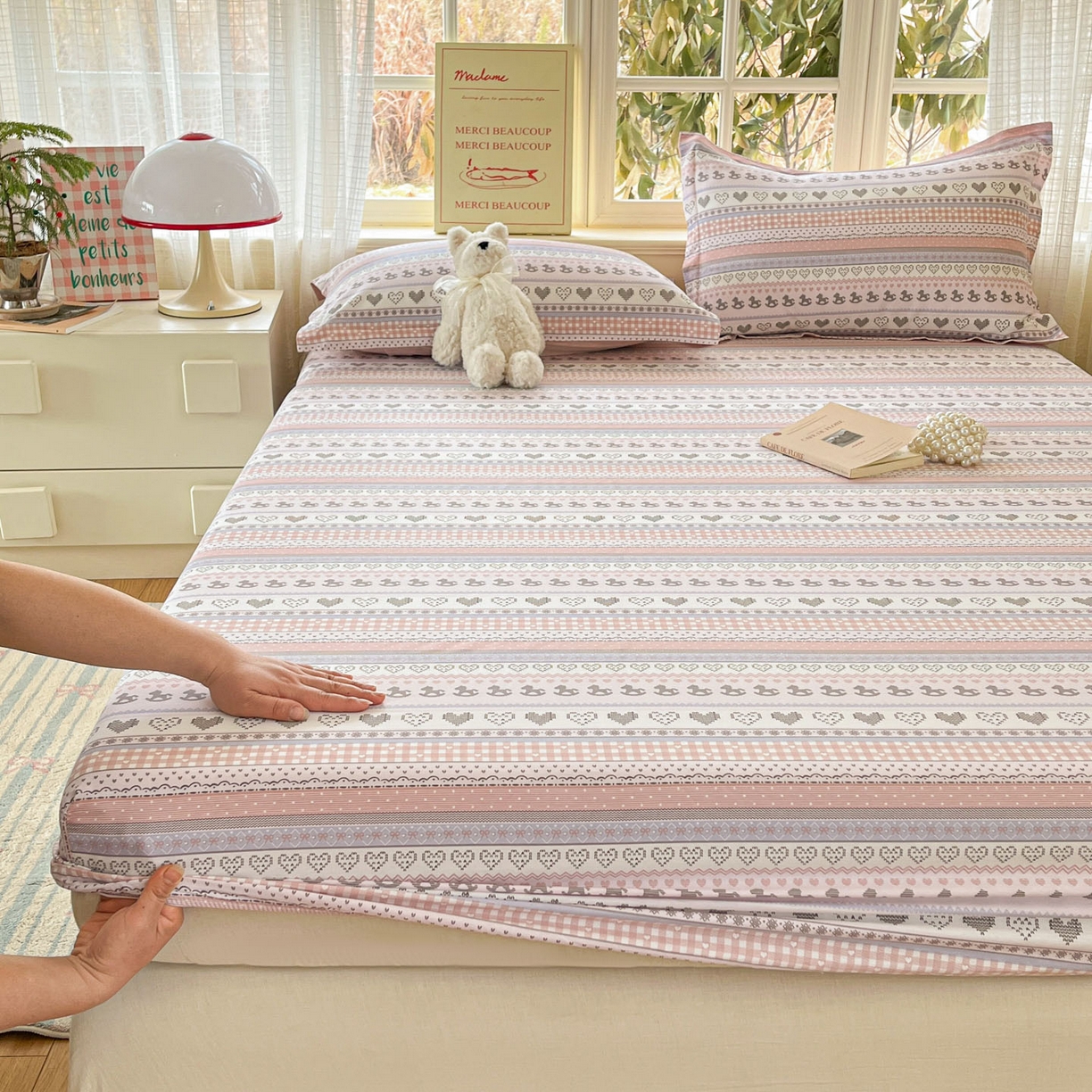 91家纺网 家纺一手货源 找家纺 铭成家纺 2026新款全棉印花小清新单床笠（提供买家秀） 心软曲奇