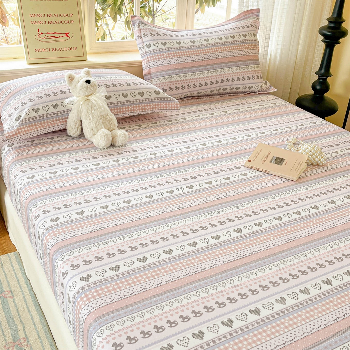 91家纺网 家纺一手货源 找家纺 铭成家纺 2026新款全棉印花小清新单床笠（提供买家秀） 心软曲奇