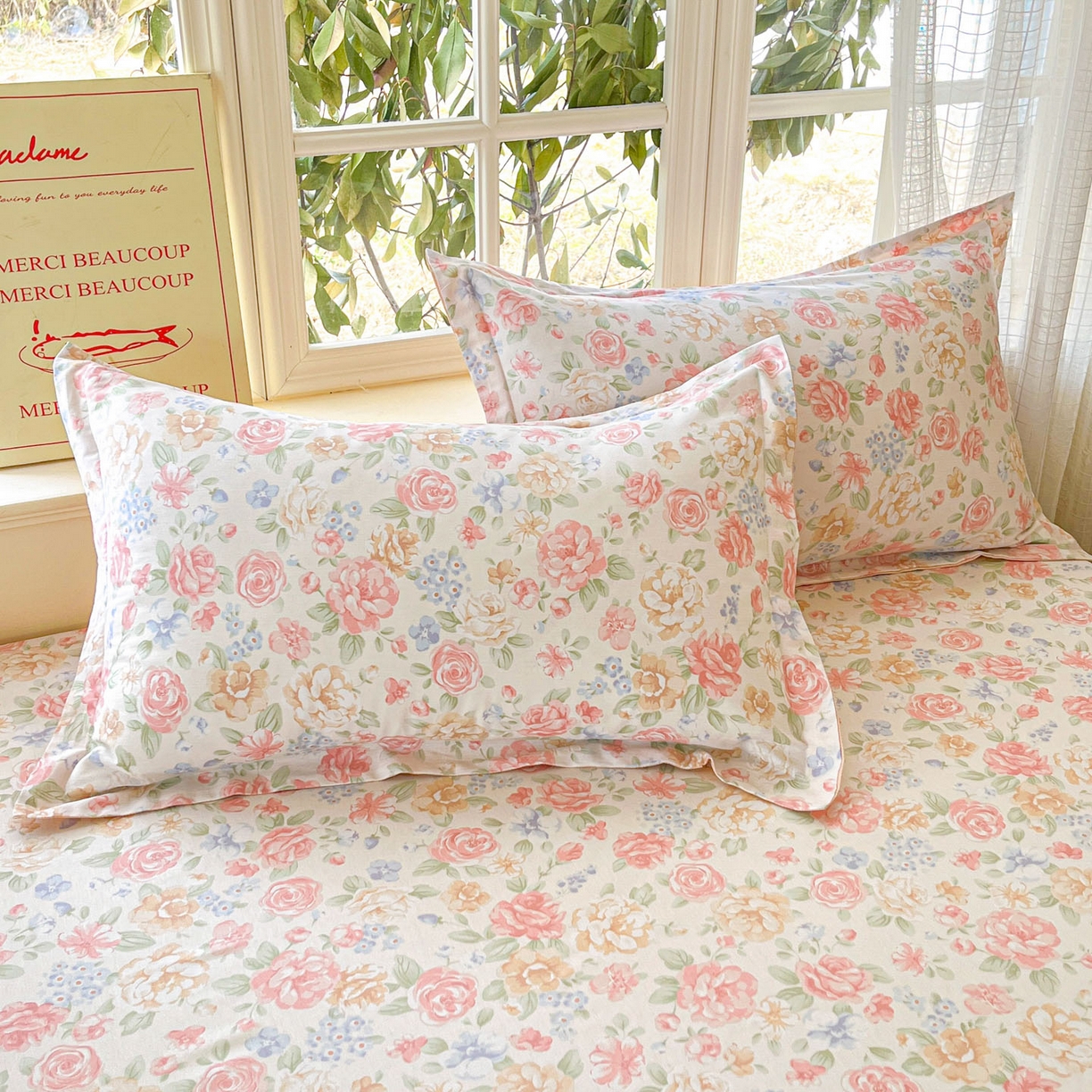 91家纺网 家纺一手货源 找家纺 （总）铭成家纺 2026新款全棉印花小清新单枕套（提供买家秀）