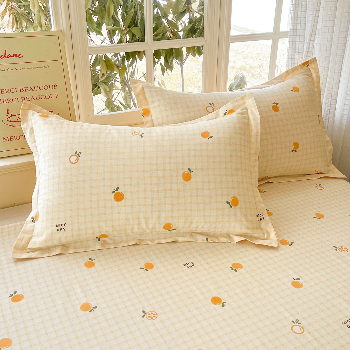 91家纺网 家纺一手货源 找家纺 （总）铭成家纺 2026新款全棉印花小清新单枕套（提供买家秀）