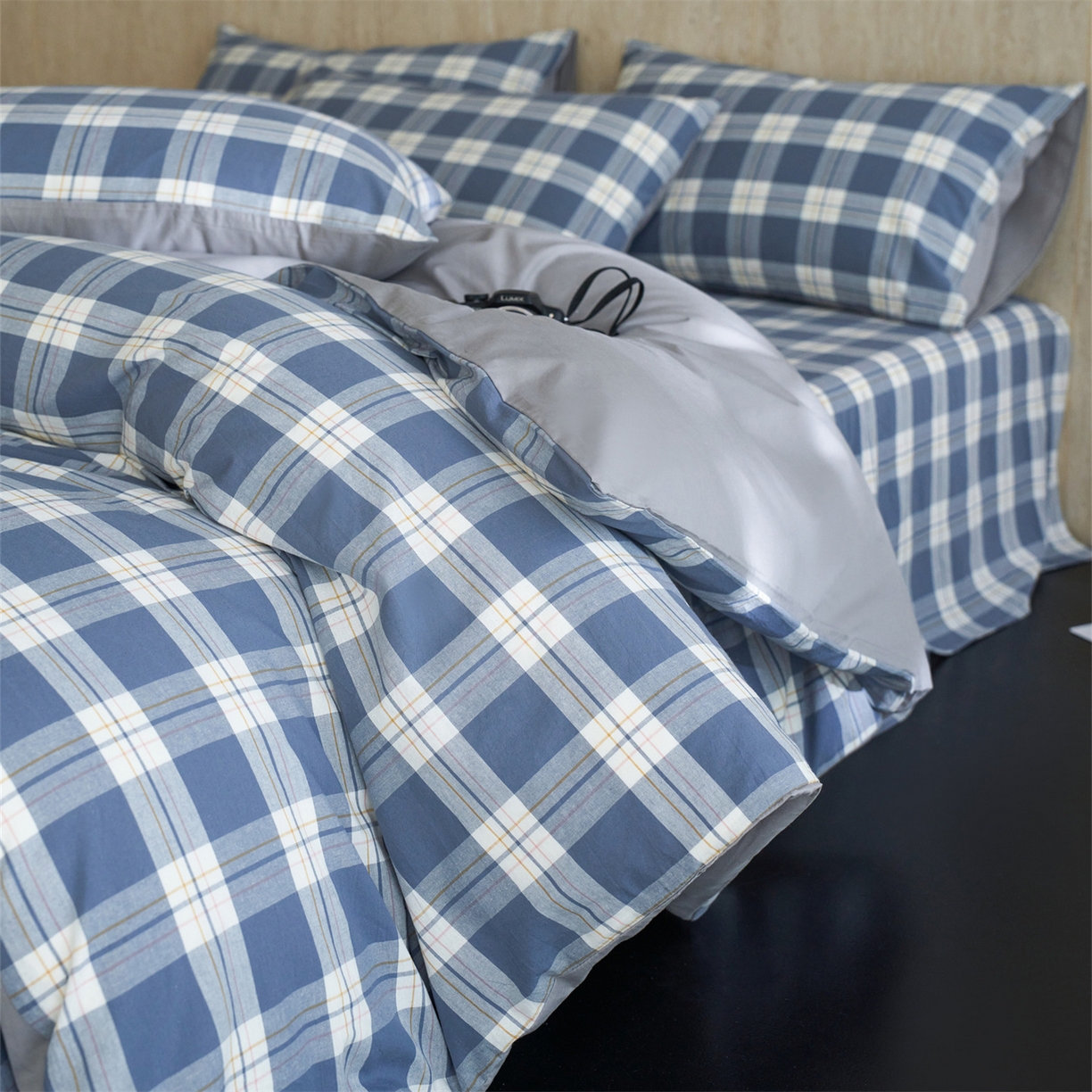 91家纺网 家纺一手货源 找家纺 启程家纺 2026新款全棉纯棉色织水洗棉单枕套枕套单件单品枕套 缤纷格-灰