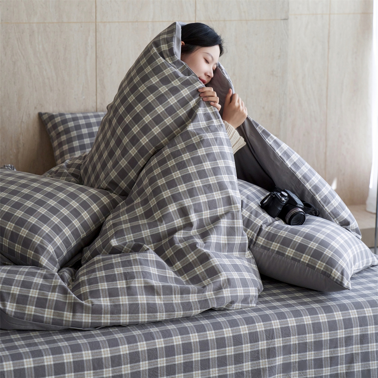 91家纺网 家纺一手货源 找家纺 启程家纺 2026新款全棉纯棉色织水洗棉单枕套枕套单件单品枕套 初遇