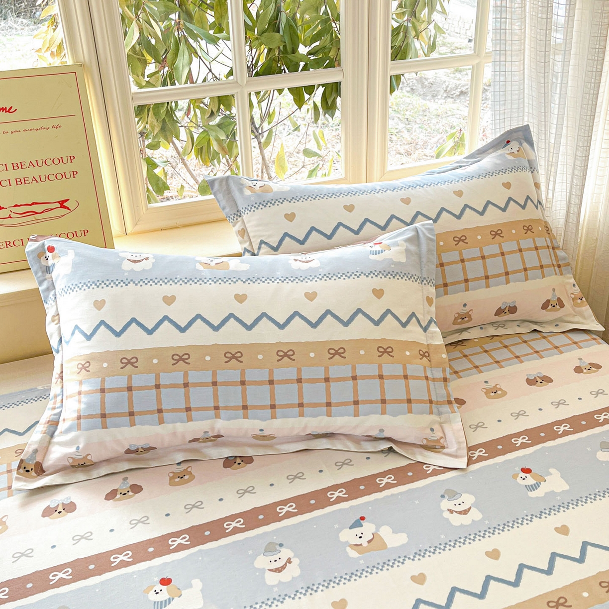 91家纺网 家纺一手货源 找家纺 （总）铭成家纺 2026新款全棉印花小清新单枕套（提供买家秀）