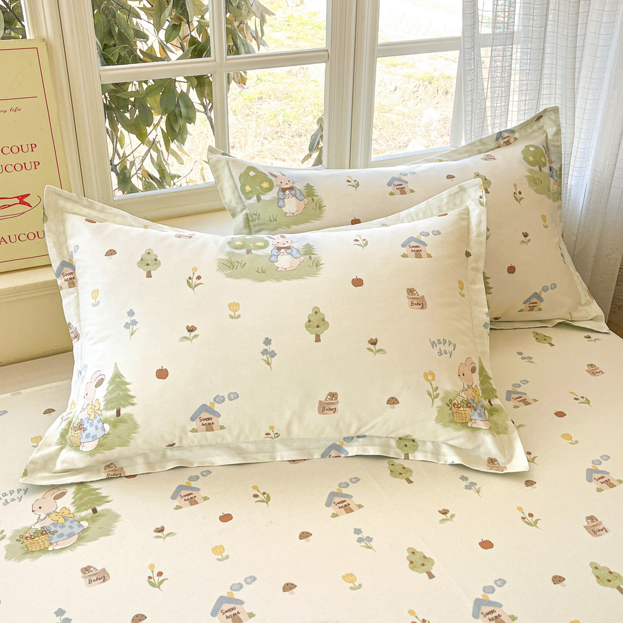 91家纺网 家纺一手货源 找家纺 （总）铭成家纺 2026新款全棉印花小清新单枕套（提供买家秀）