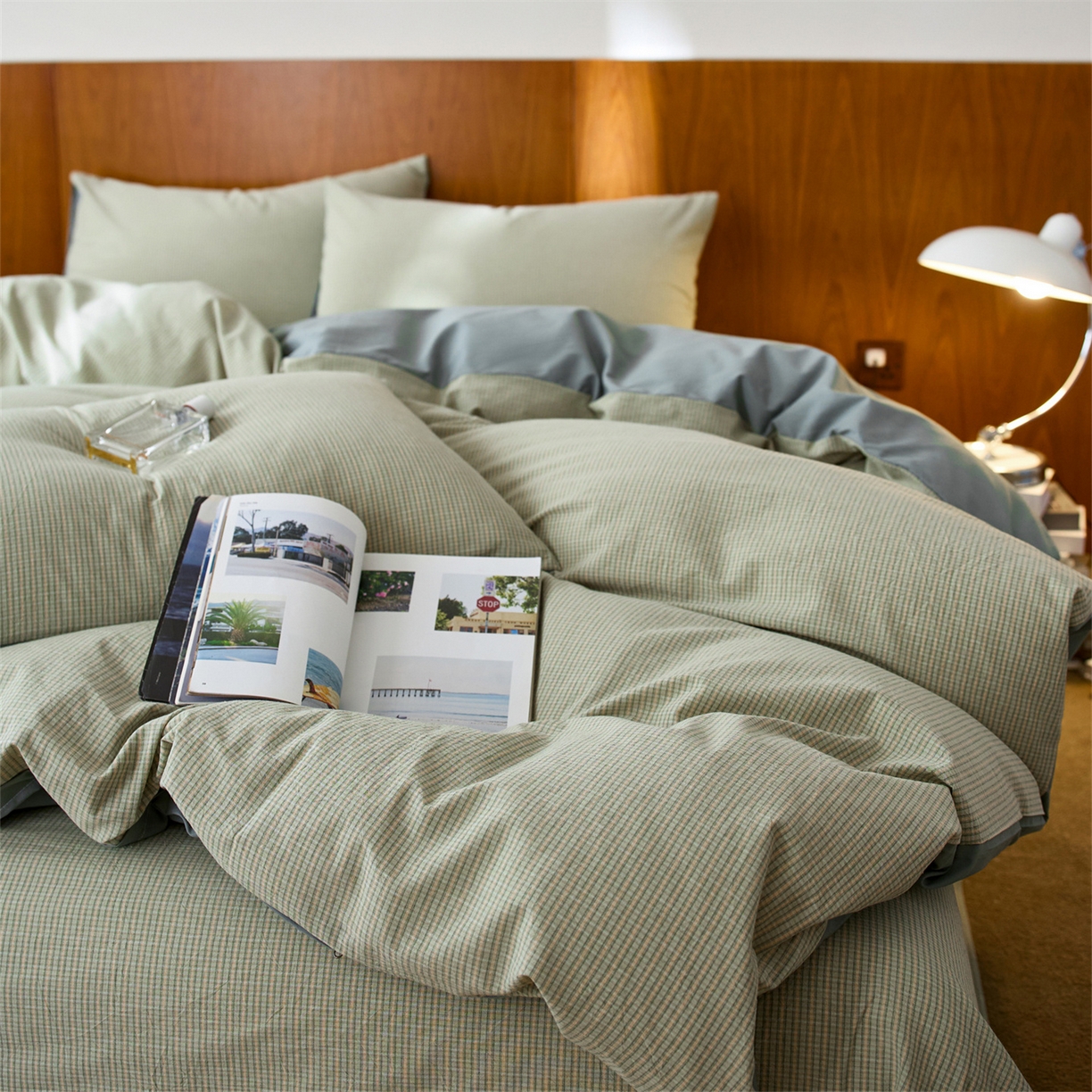 91家纺网 家纺一手货源 找家纺 启程家纺 2026新款全棉纯棉色织水洗棉单枕套枕套单件单品枕套 麦田-绿