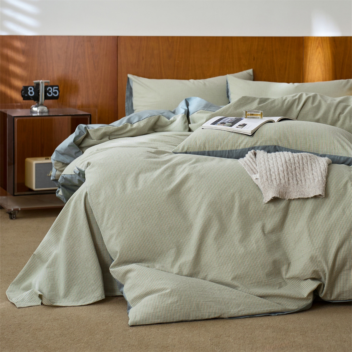 91家纺网 家纺一手货源 找家纺 启程家纺 2026新款全棉纯棉色织水洗棉单枕套枕套单件单品枕套 麦田-绿