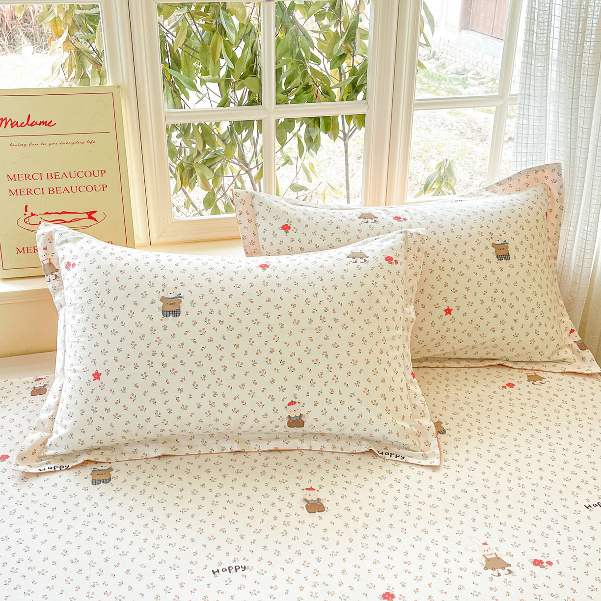 铭成家纺 2026新款全棉印花小清新单枕套（提供买家秀） 布偶日记