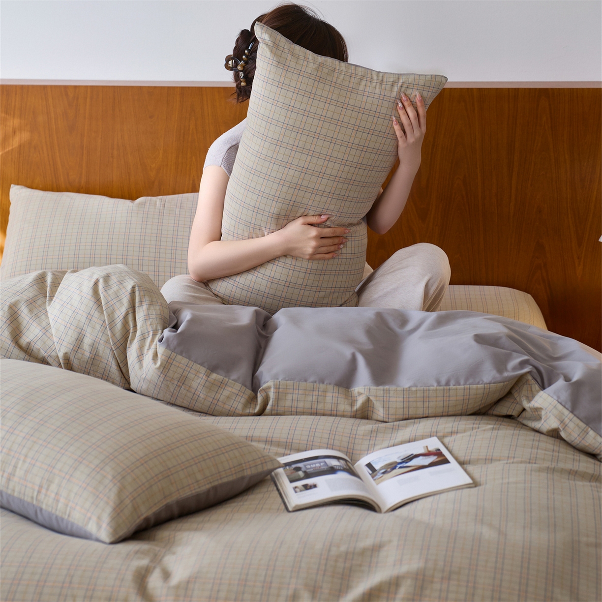 启程家纺 2026新款全棉纯棉色织水洗棉单枕套枕套单件单品枕套 秋田5号