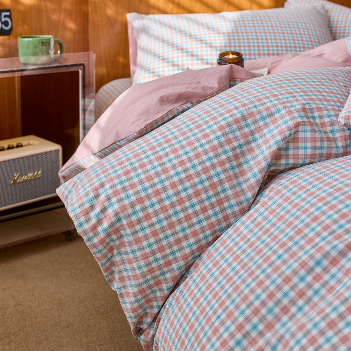 91家纺网 家纺一手货源 找家纺 启程家纺 2026新款全棉纯棉色织水洗棉单枕套枕套单件单品枕套 松墨