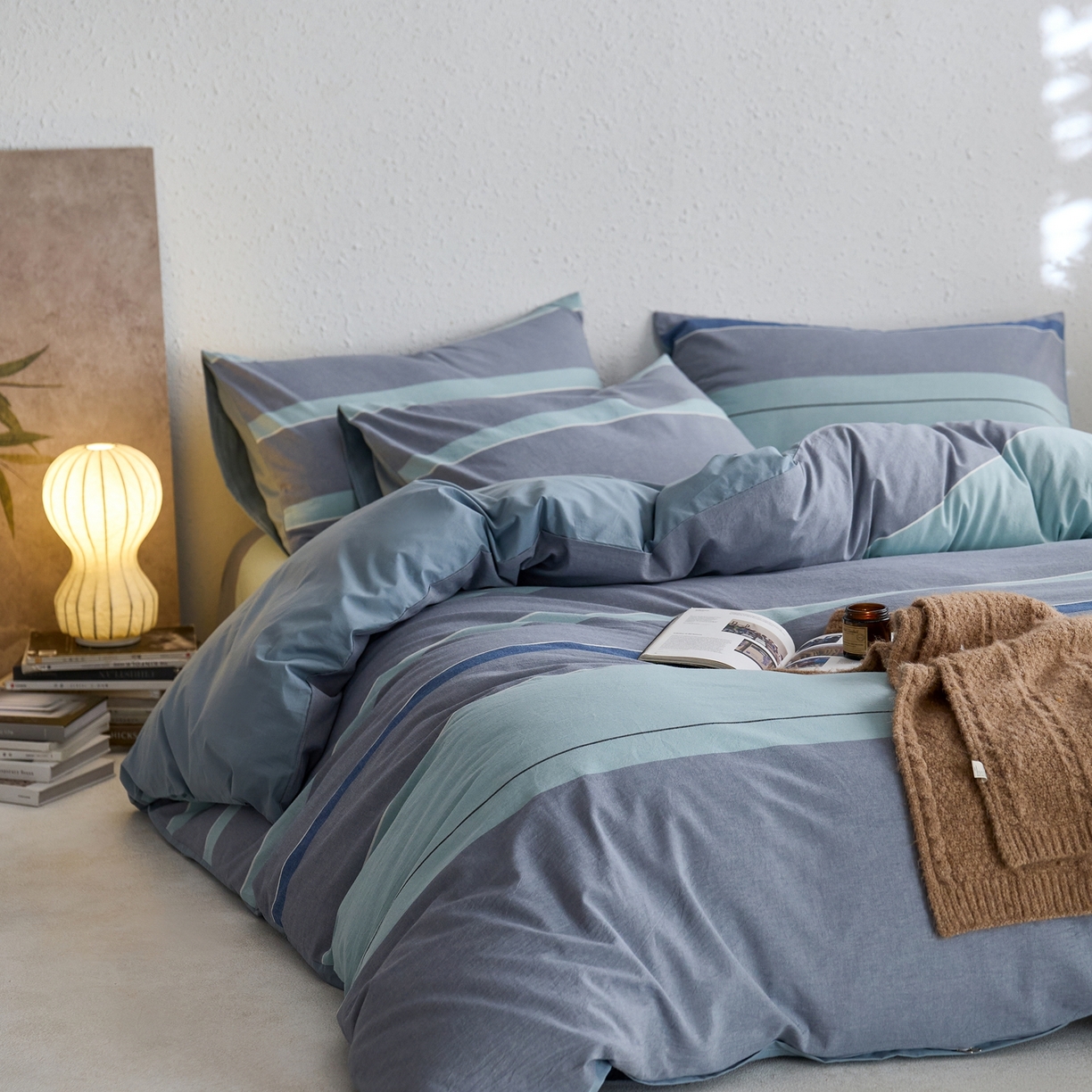 91家纺网 家纺一手货源 找家纺 启程家纺 2026春夏新款全棉纯棉色织水洗棉四件套 米亚兰