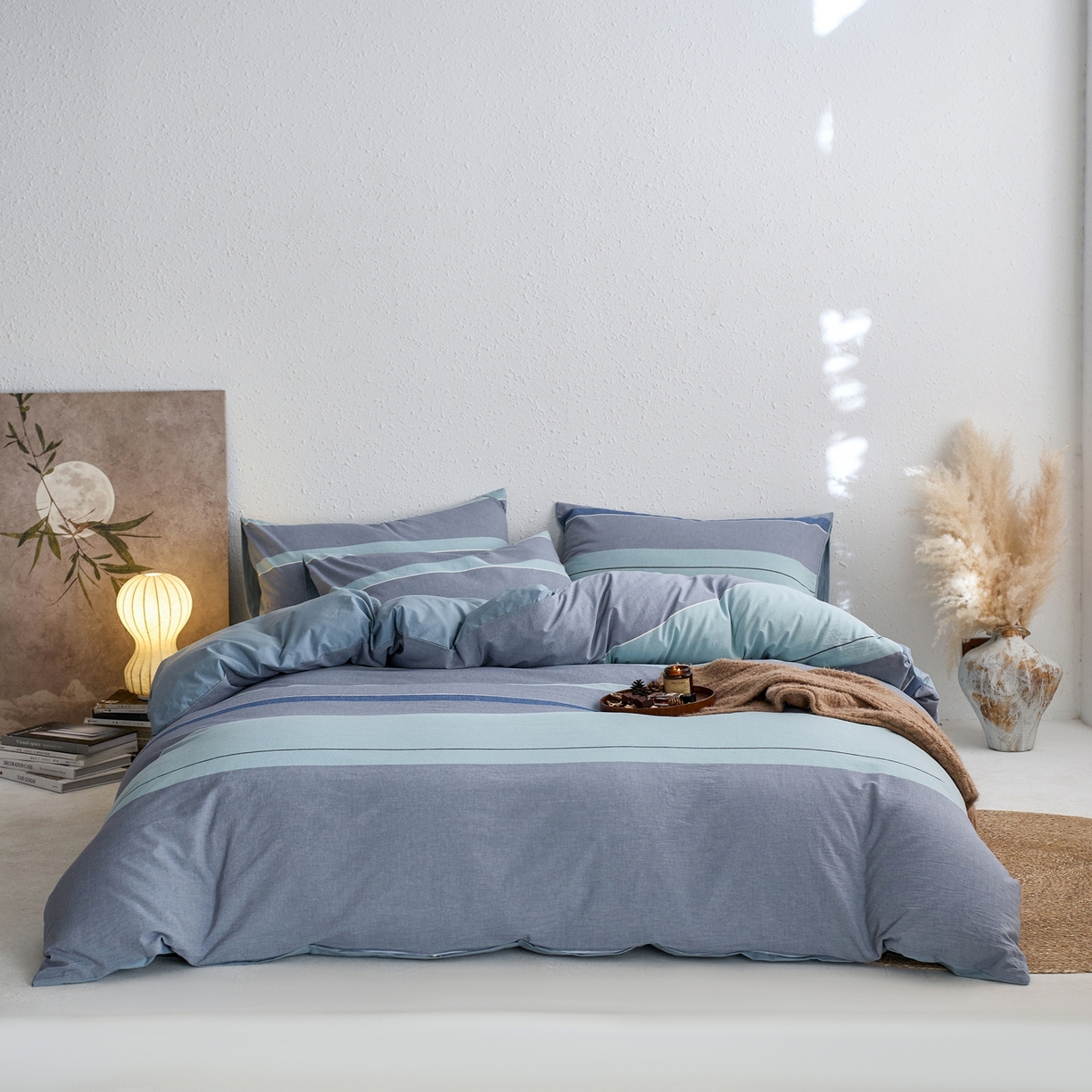 91家纺网 家纺一手货源 找家纺 启程家纺 2026春夏新款全棉纯棉色织水洗棉四件套 米亚兰