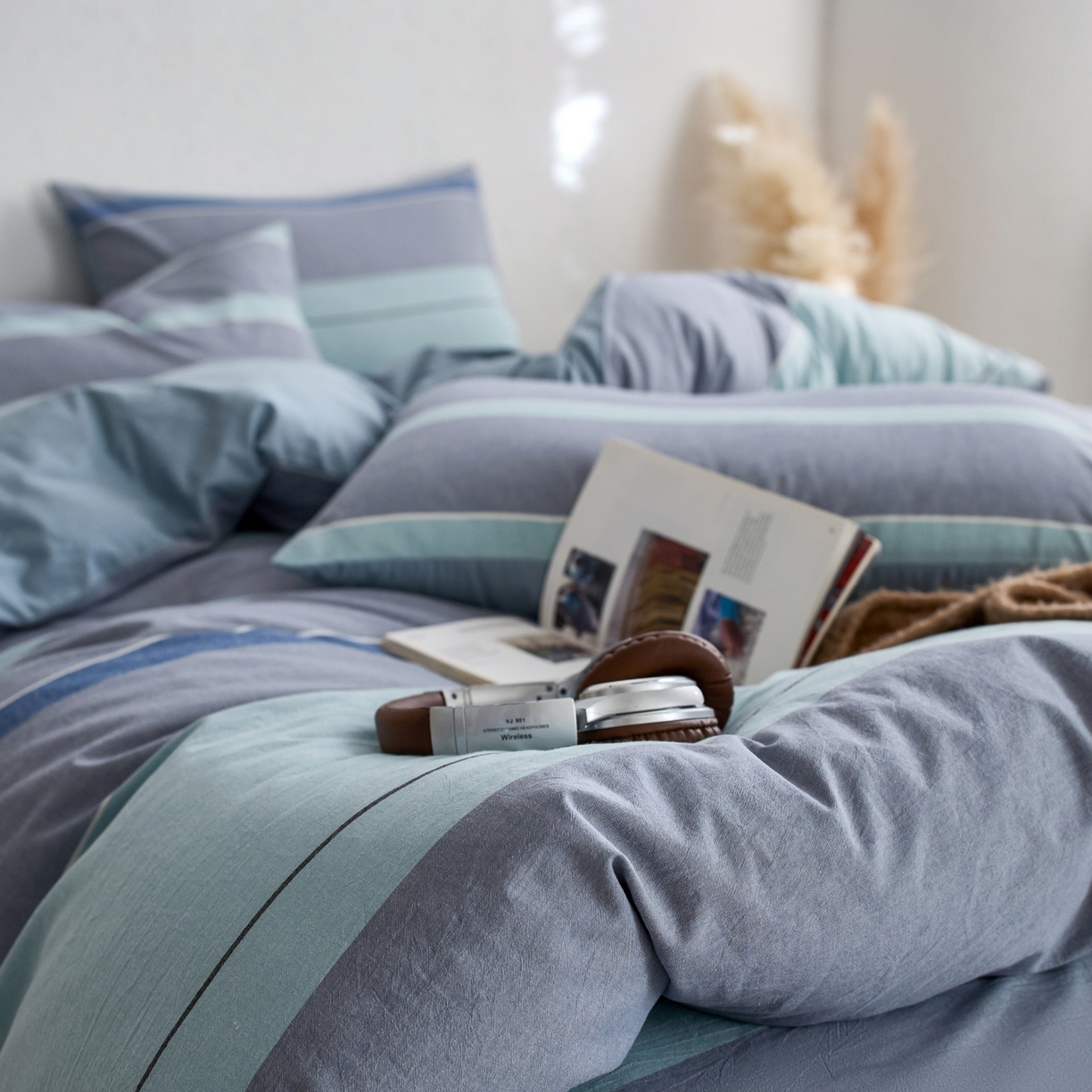 91家纺网 家纺一手货源 找家纺 启程家纺 2026春夏新款全棉纯棉色织水洗棉四件套 米亚兰