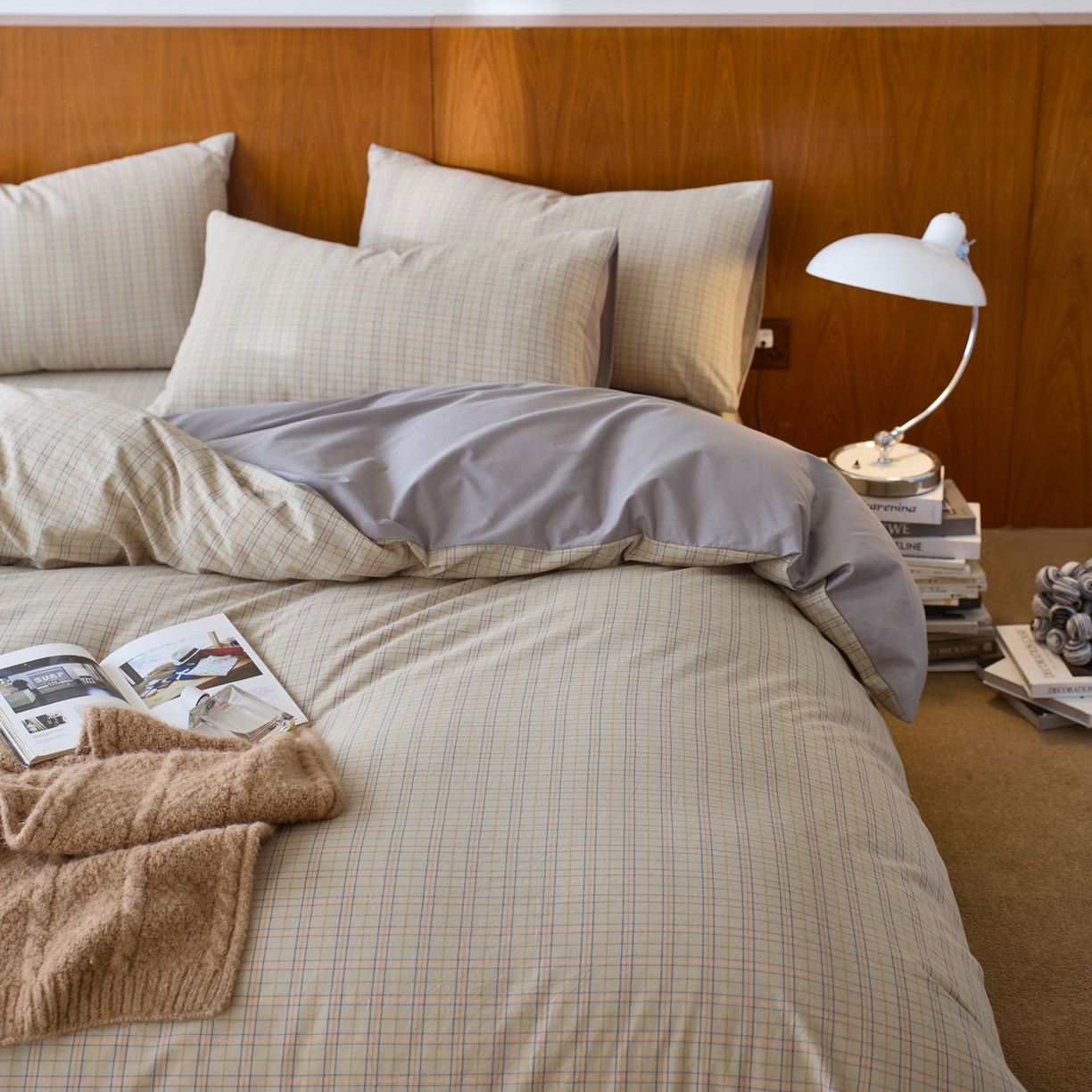 启程家纺 2026春夏新款全棉纯棉色织水洗棉四件套 秋田5号