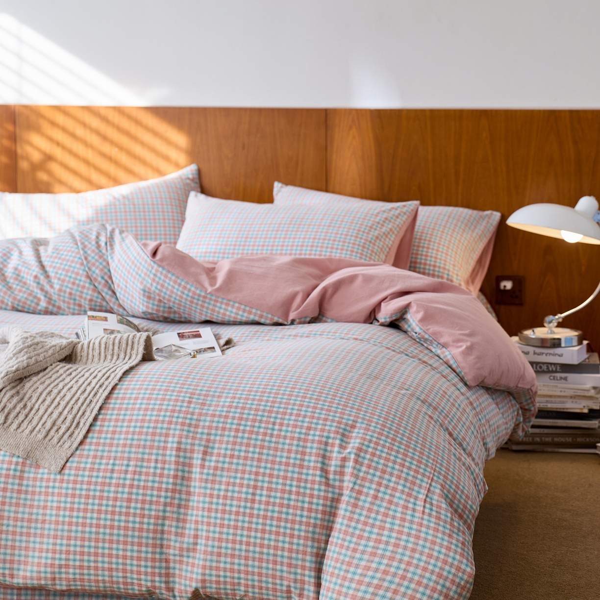 91家纺网 家纺一手货源 找家纺 启程家纺 2026春夏新款全棉纯棉色织水洗棉四件套 松墨